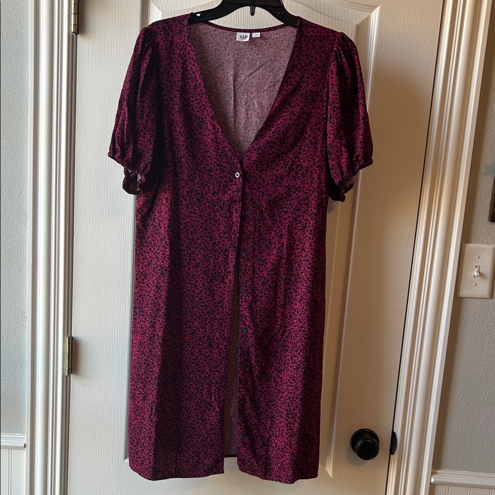 GAP Pink and Black Floral Dress Size Large